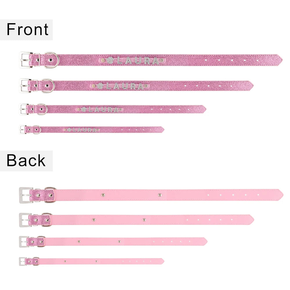 Collier Chien Personnalisé en Cuir avec Strass